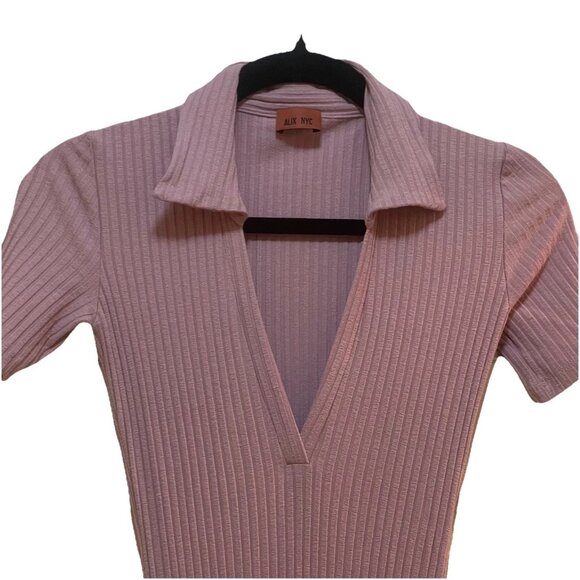 ALIX NYC Dusty Rose Spencer Short Sleeve V-neck Bodycon Midi Dress Sz XS - Picture 5 of 7